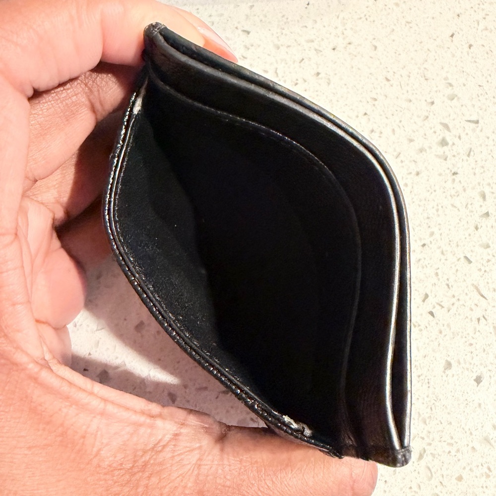 Saint Laurent Black Card Holder with Silver Logo - Picture 5 of 7